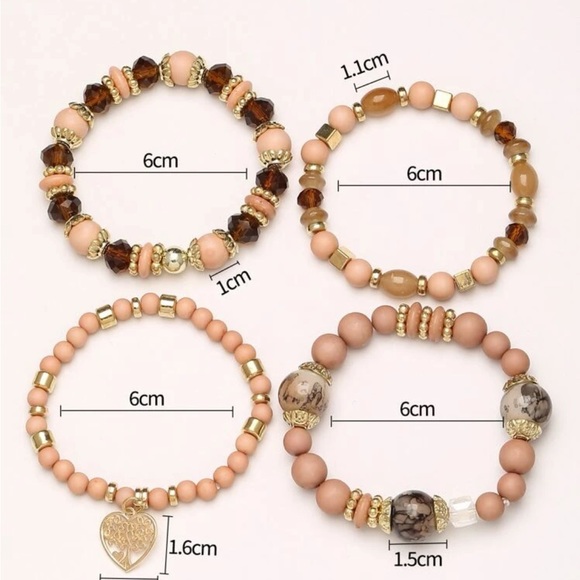 Boho Tree of Life Beads 4 Bracelets Set - Picture 4 of 4
